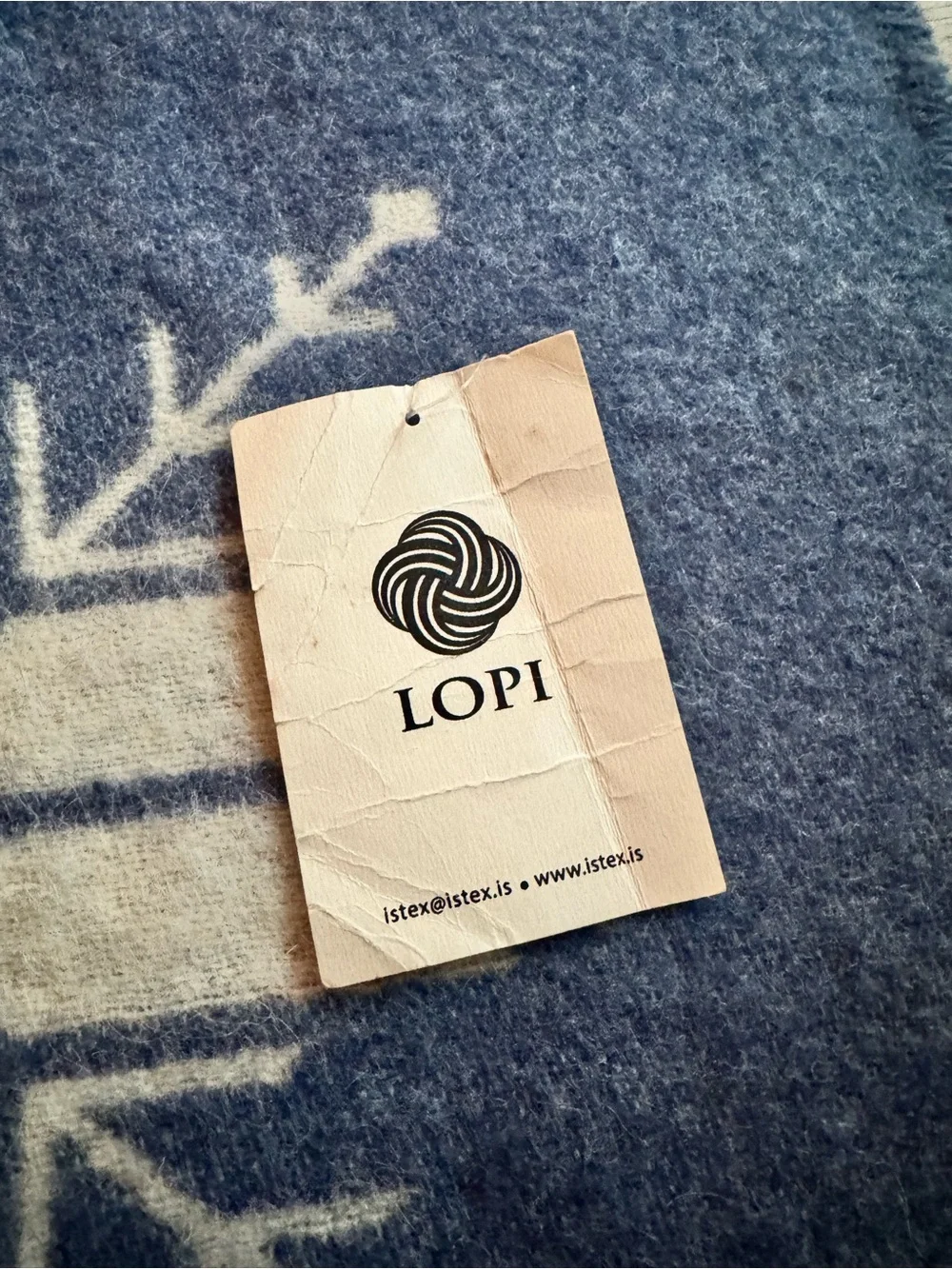 NWT Lopi Icelandic Throw Blanket Pure New Wool Snowflake Blue Reversible